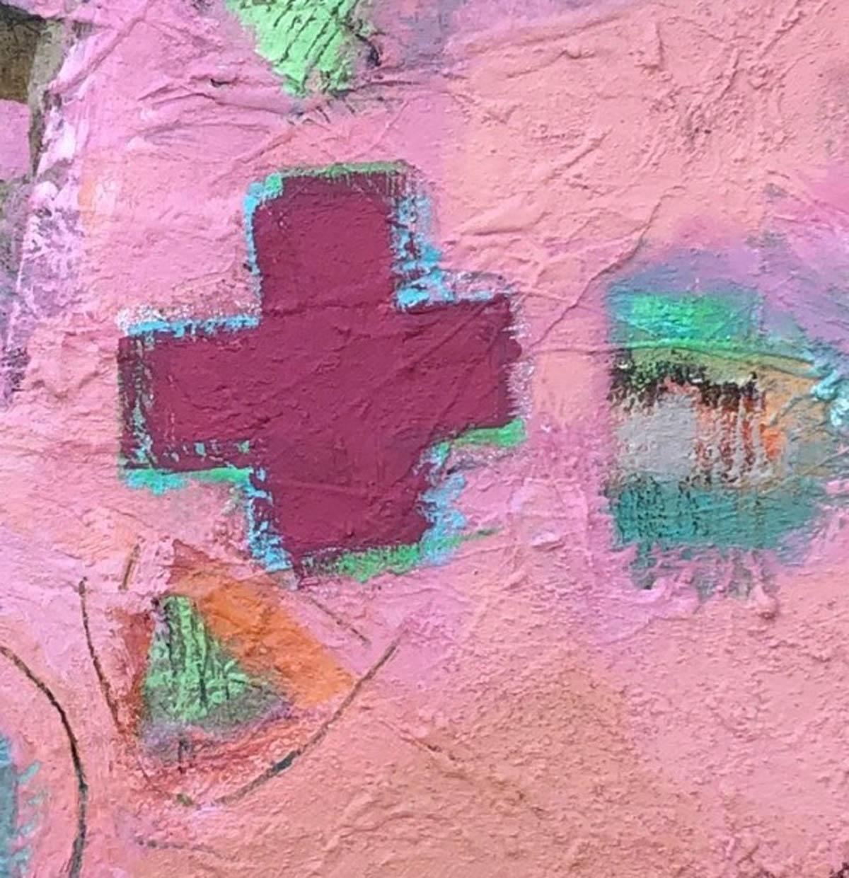 The Pink Cross BY MAGGIE LAPORTE-BANKS, Original Contemporary Abstract Painting For Sale 4
