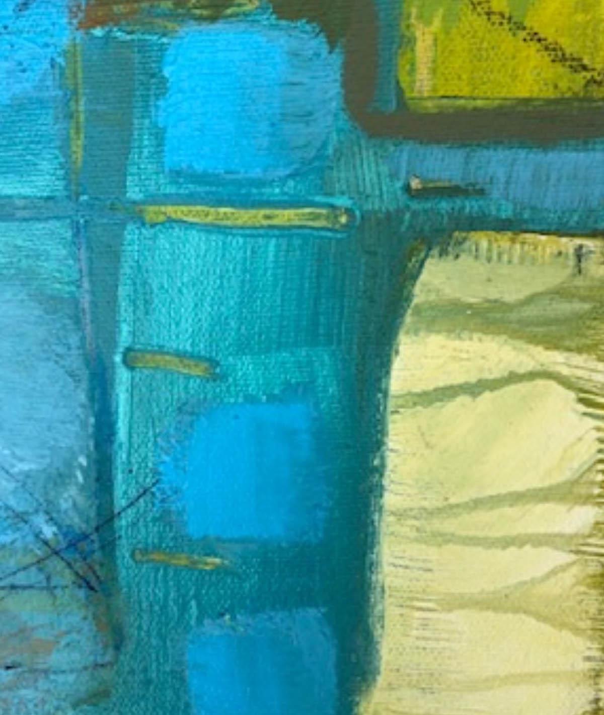 The yellow house, back beach. Maggie LaPorte Banks. Contemporary abstract art For Sale 1
