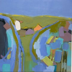 Up the hill turn right, Original painting, Landscape, Abstract, Patterns