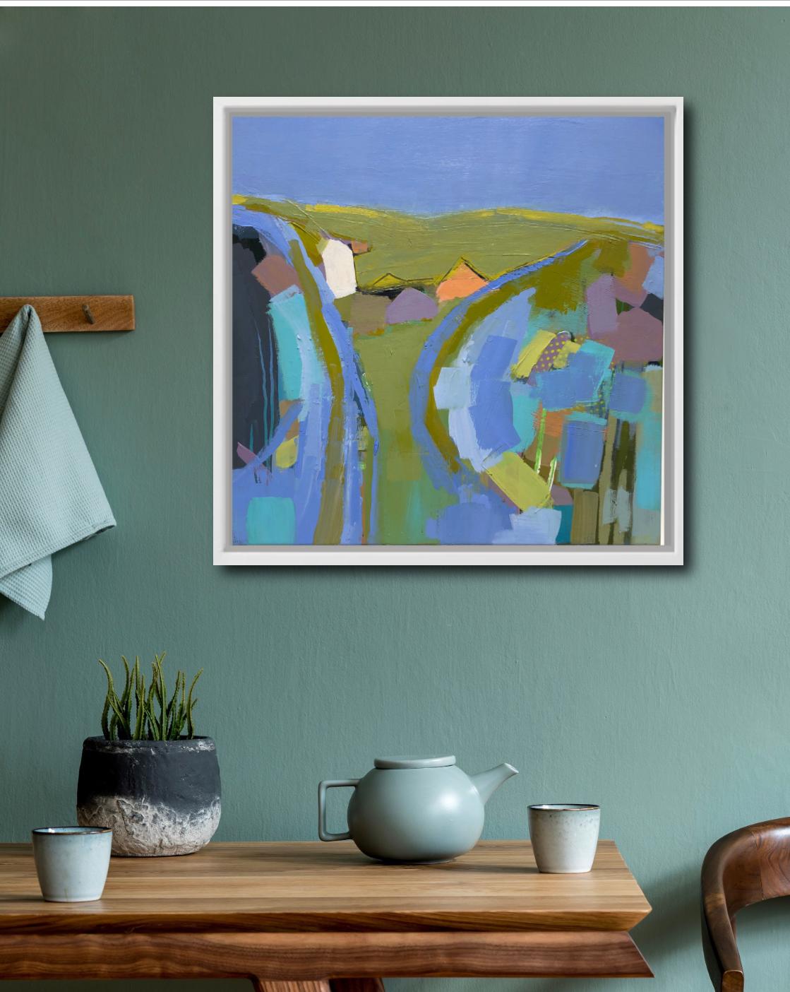 Su per la collina gira a destra, Pittura originale, Paesaggio, Astratto, Motivi in vendita 2
