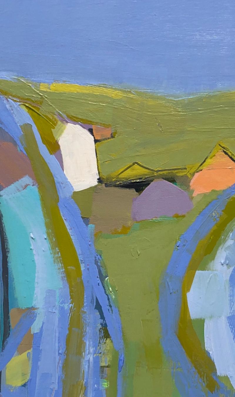 Su per la collina gira a destra, Pittura originale, Paesaggio, Astratto, Motivi in vendita 3