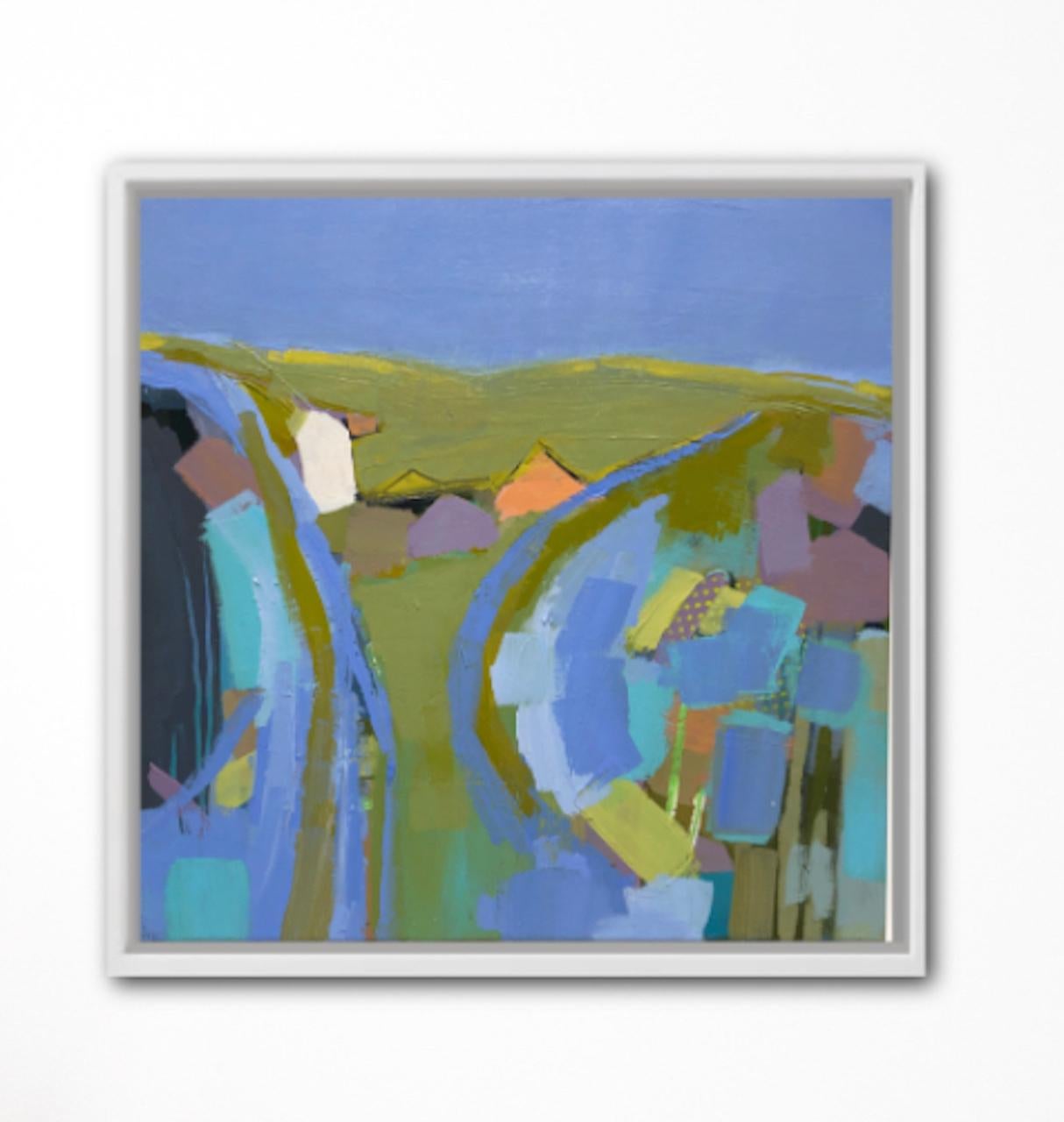 Su per la collina gira a destra, Pittura originale, Paesaggio, Astratto, Motivi in vendita 4