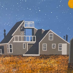 Maggie Meredith, 1922-2012, Nantucket Folk Art Architectural Landscape Painting
