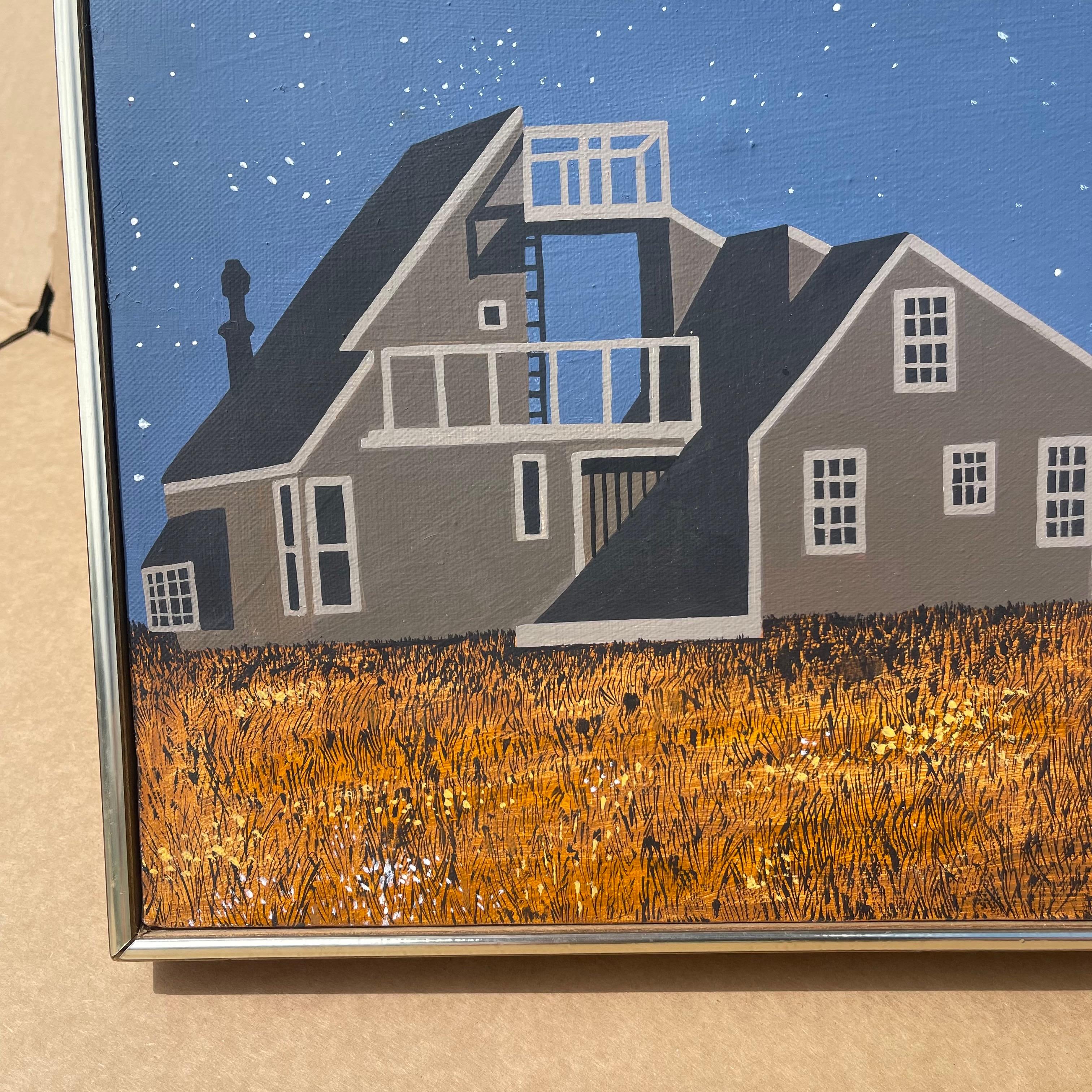 Maggie Meredith, 1922-2012, Nantucket Volkskunst Architektonische Landschaftsmalerei im Zustand „Gut“ im Angebot in Jensen Beach, FL