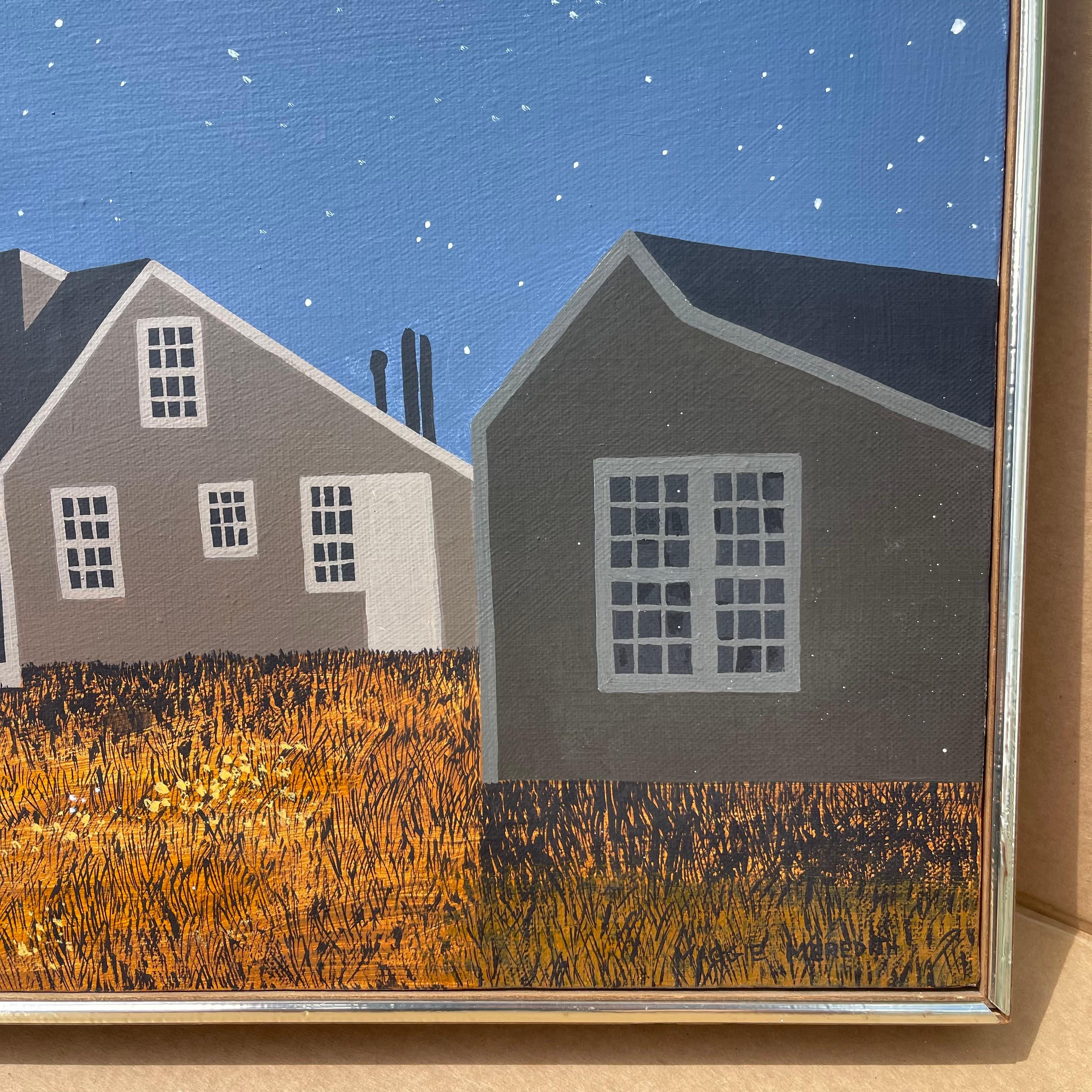 Maggie Meredith, 1922-2012, Nantucket Volkskunst Architektonische Landschaftsmalerei im Angebot 3