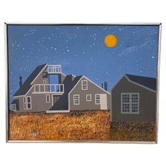 Maggie Meredith, 1922-2012, Nantucket Folk Art Architectural Landscape Painting