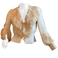 Maggie Norris Couture Contemporary Blouse with Antique Lace and Embroidery