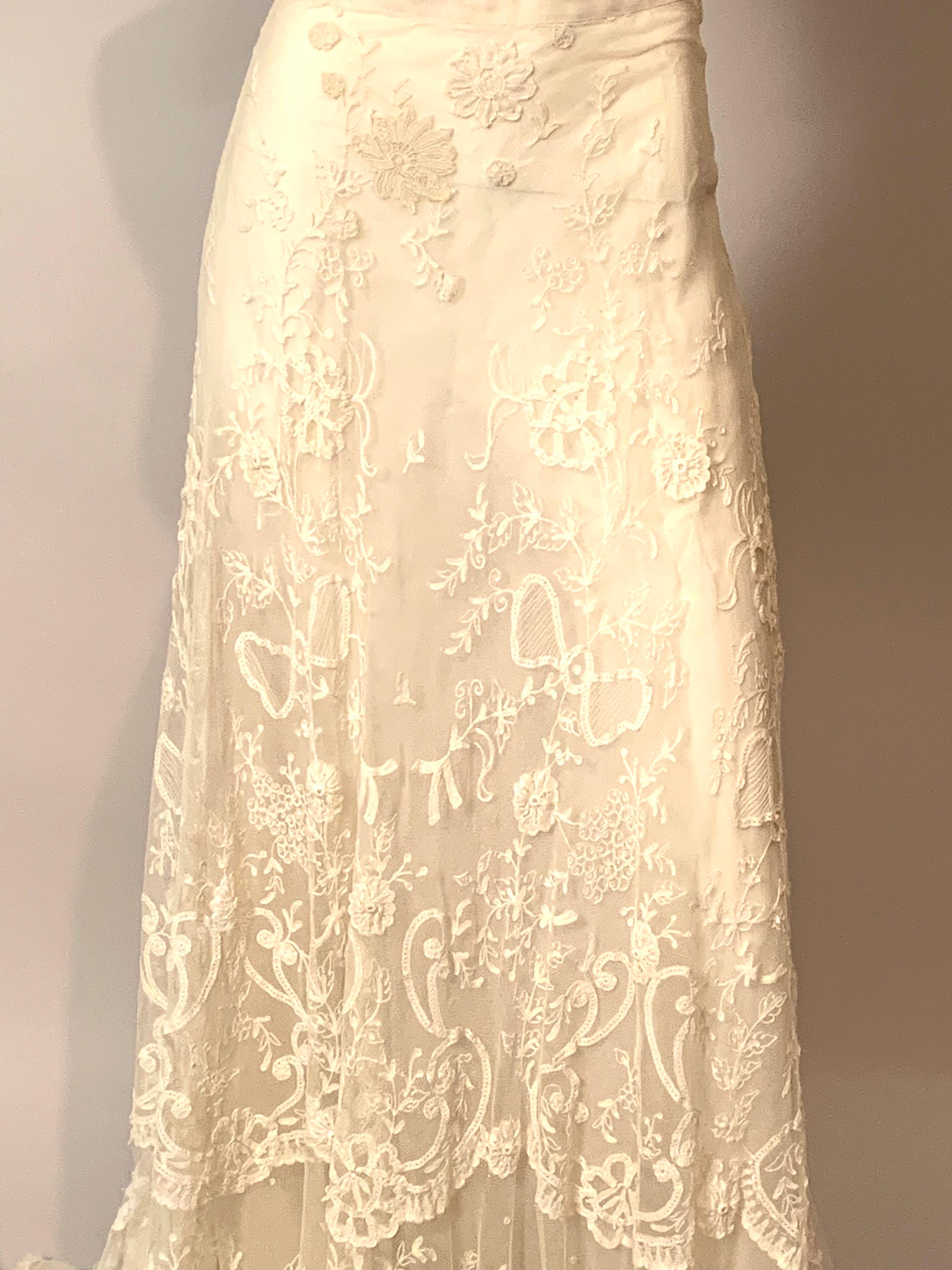 Maggie Norris Couture Lace Skirt with Train made from Antique Lace 3