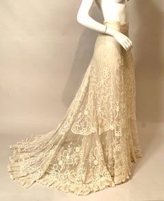 Maggie Norris - Jupe en dentelle couture avec traîne en dentelle ancienne