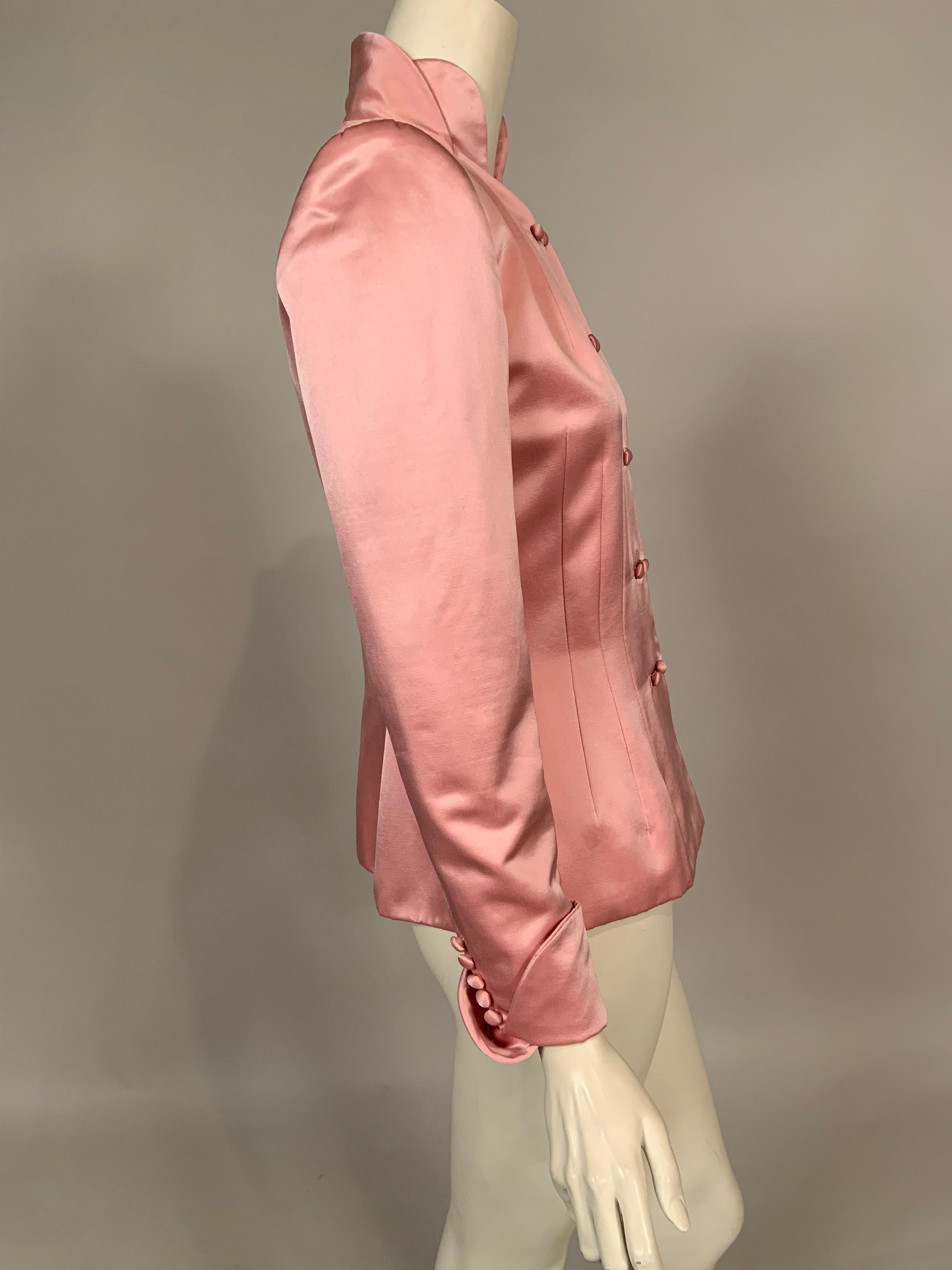 Maggie Norris Couture Pink Silk Satin Jacket In Excellent Condition For Sale In New Hope, PA