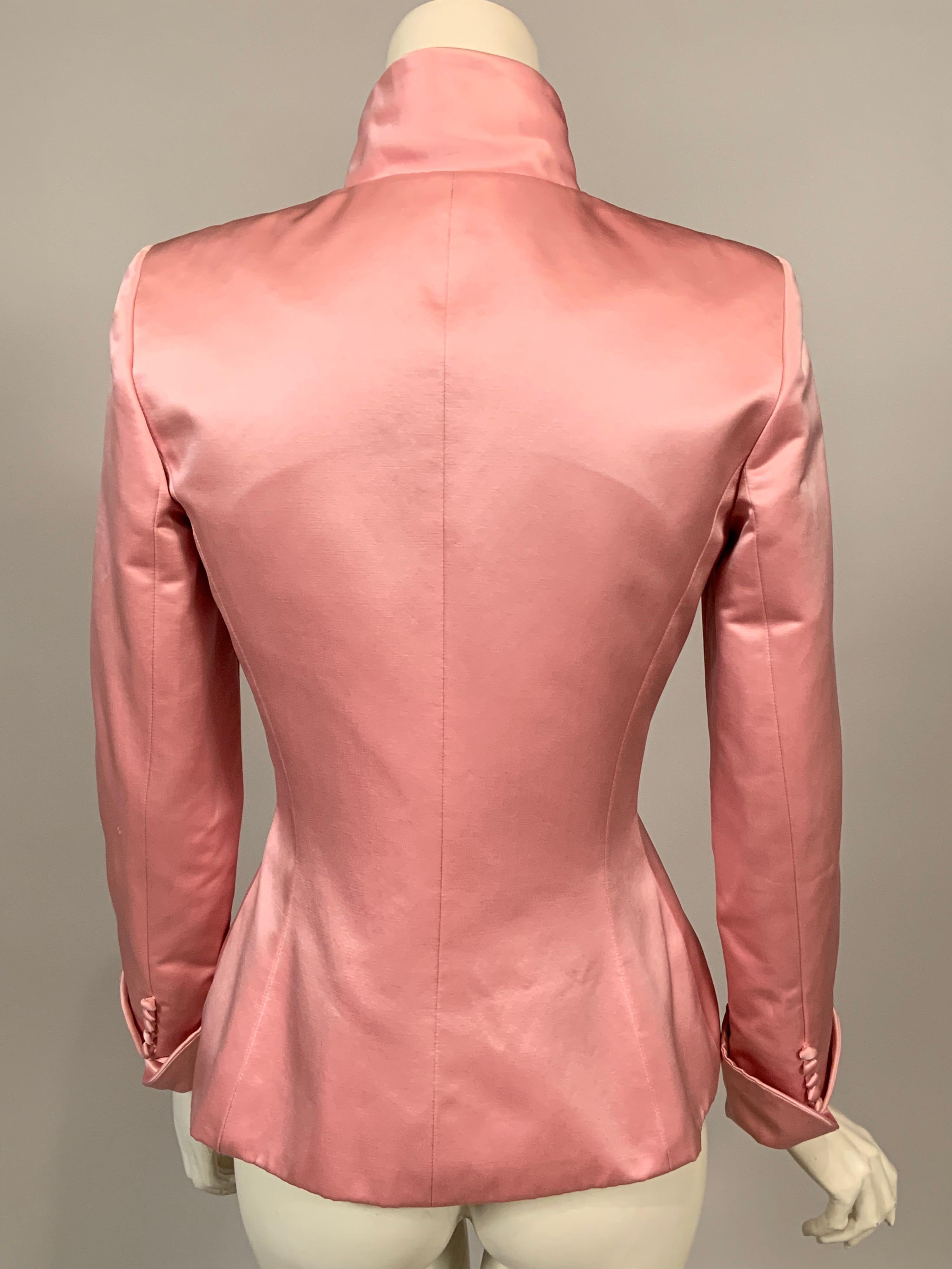 Maggie Norris Couture Pink Silk Satin Jacket For Sale 1