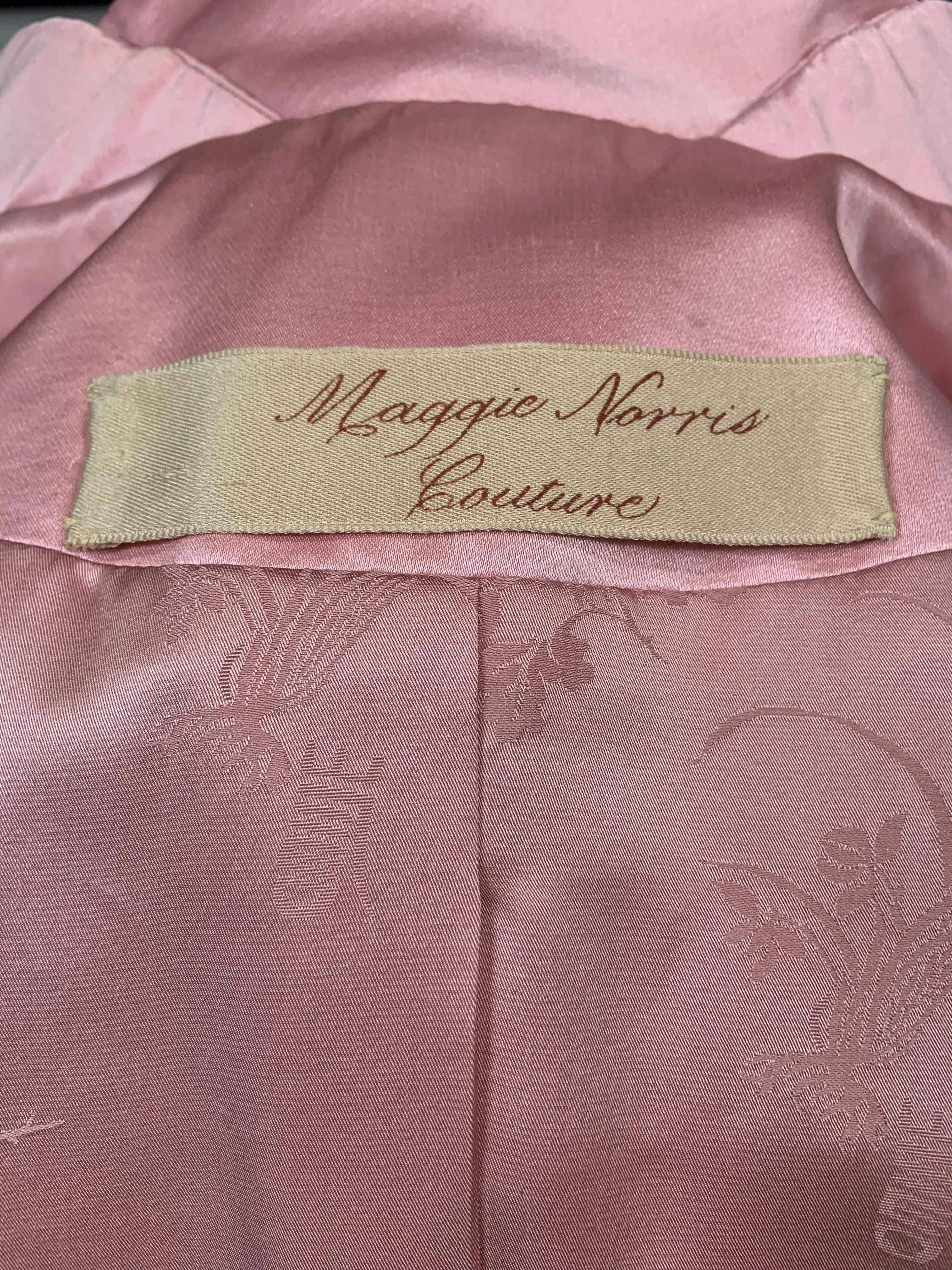 Maggie Norris Couture Pink Silk Satin Jacket For Sale 2