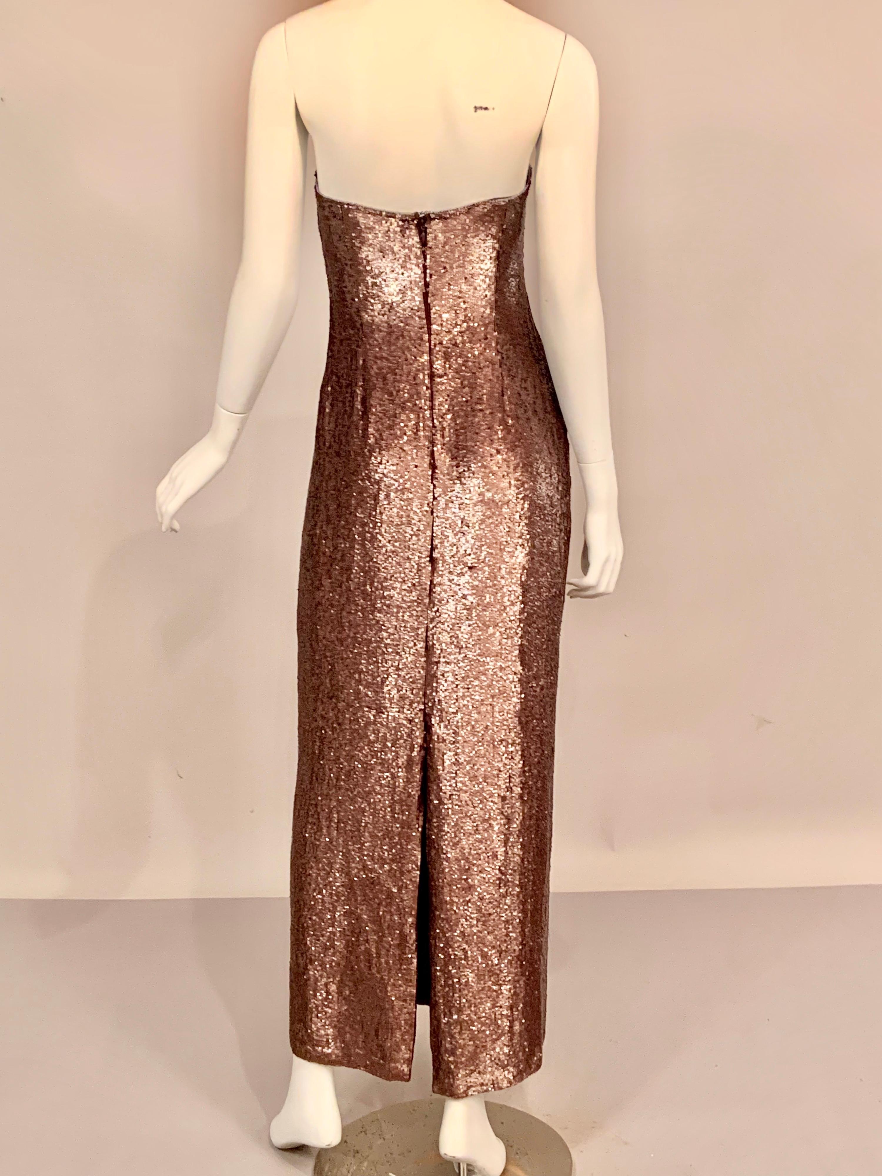 Maggie Norris Couture Strapless Violet Pink Sequin Evening Gown For Sale 3