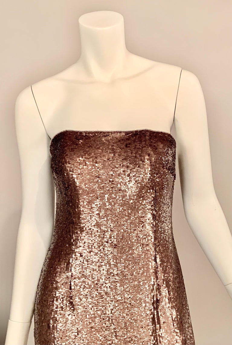 Maggie Norris Couture Strapless Violet Pink Sequin Evening Gown
