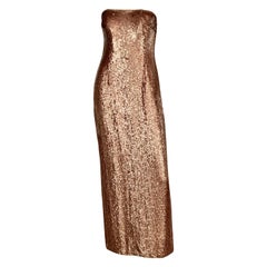 Maggie Norris Couture - Abito da sera senza spalline in paillettes rosa violetto