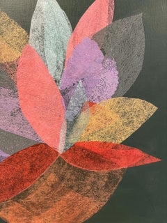 Grüne abstrakte, handgemachte Papiercollage Flora Malerei