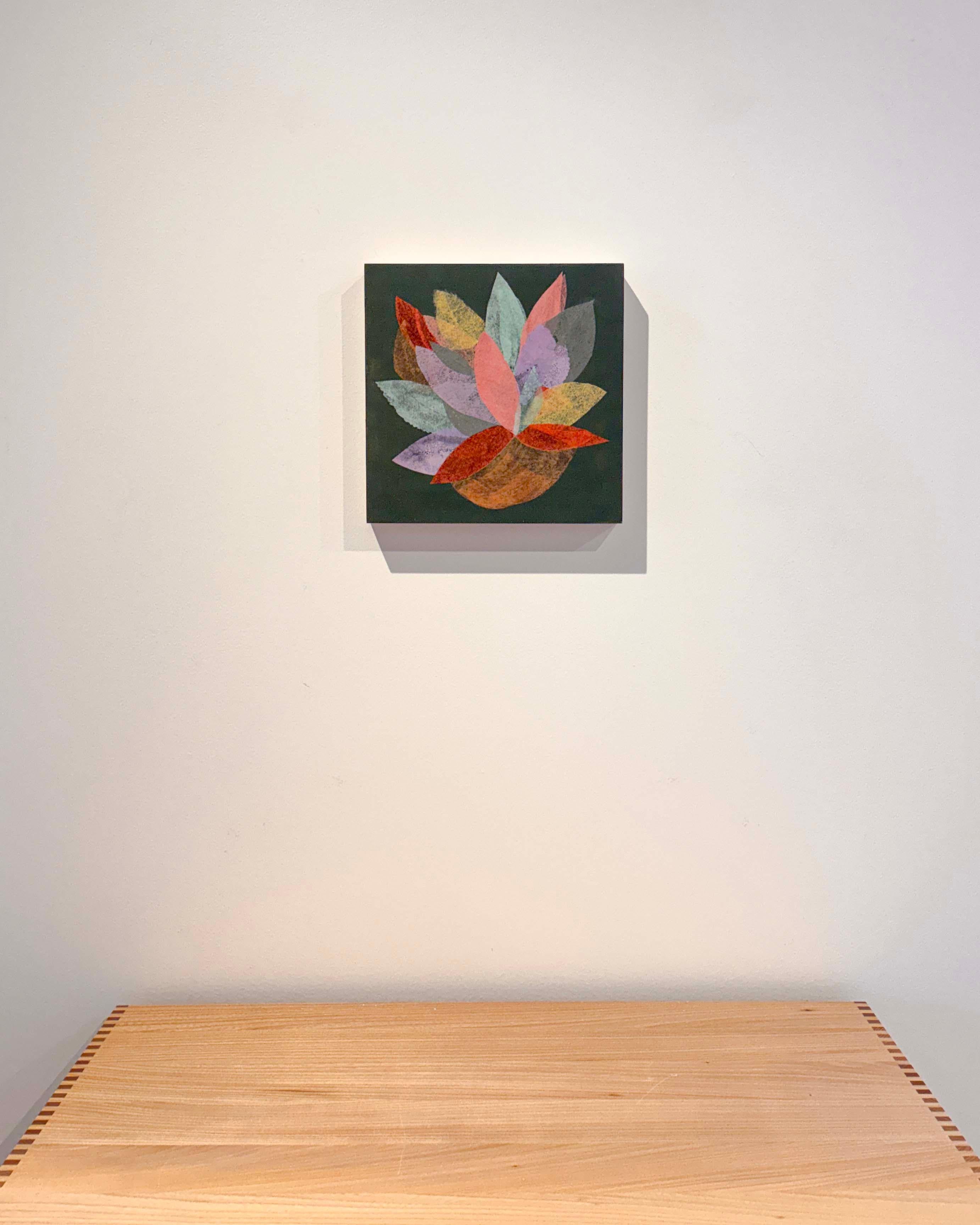 Green Abstract, Handmade Paper Collage Flora Painting For Sale 6