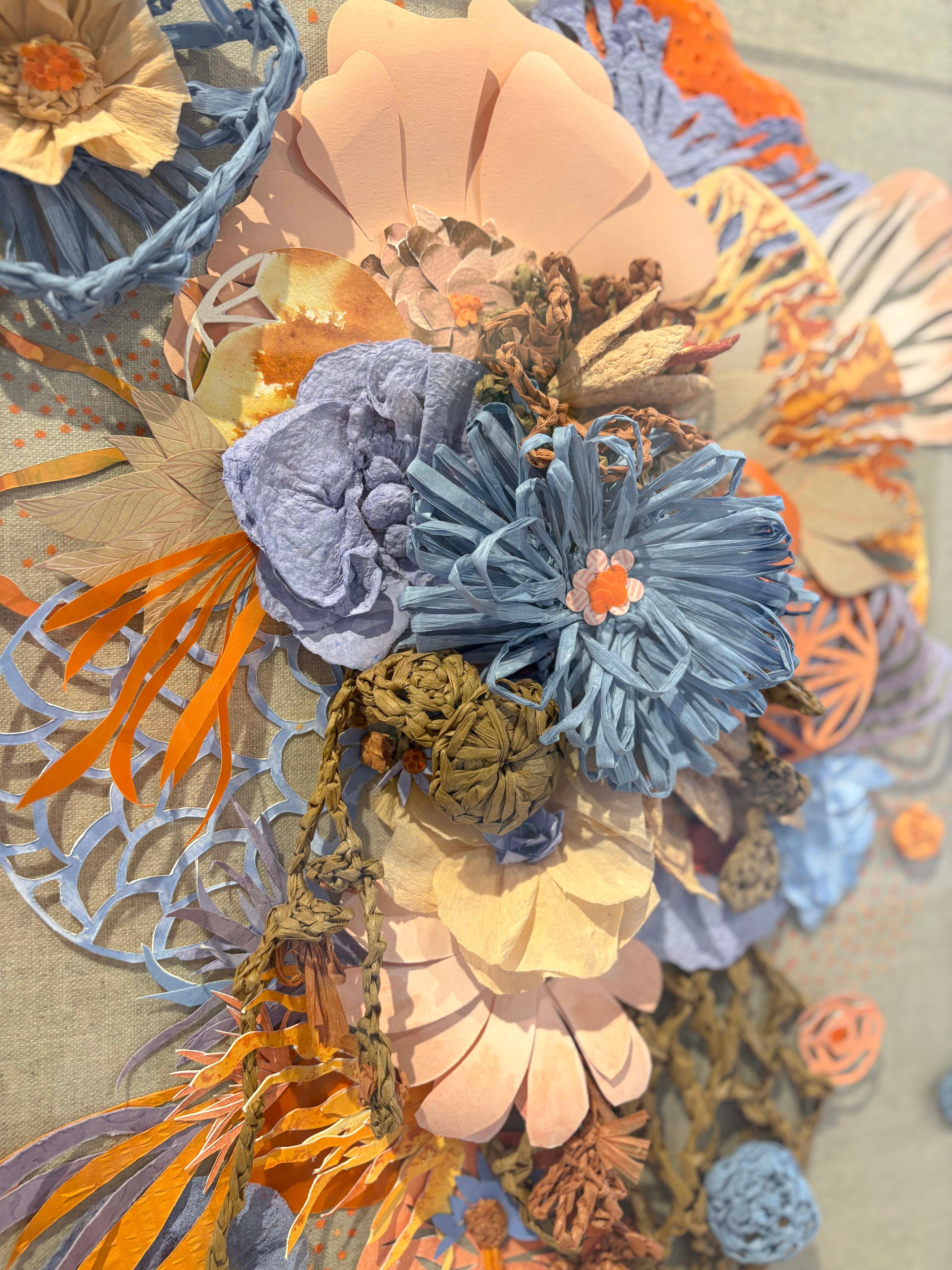 Uncommon Ground, Botanical Paper and Fabric Relief Sculpture in Acrylic Box For Sale 2