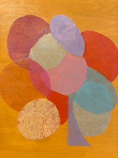 Yellow Abstract Handmade Paper Collage Painting on Panel, 2010+