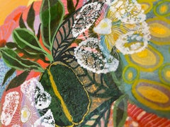 Gelbe Farbstudie, handgemachte Papiercollage Flora Malerei