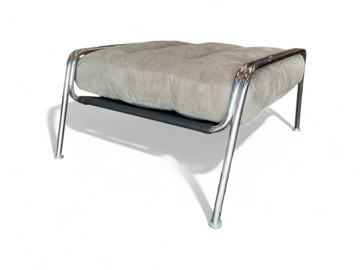 Métal Fauteuil Maggiolina avec ottoman en métal et tissu par Marco Sanusso, c. 1947s en vente