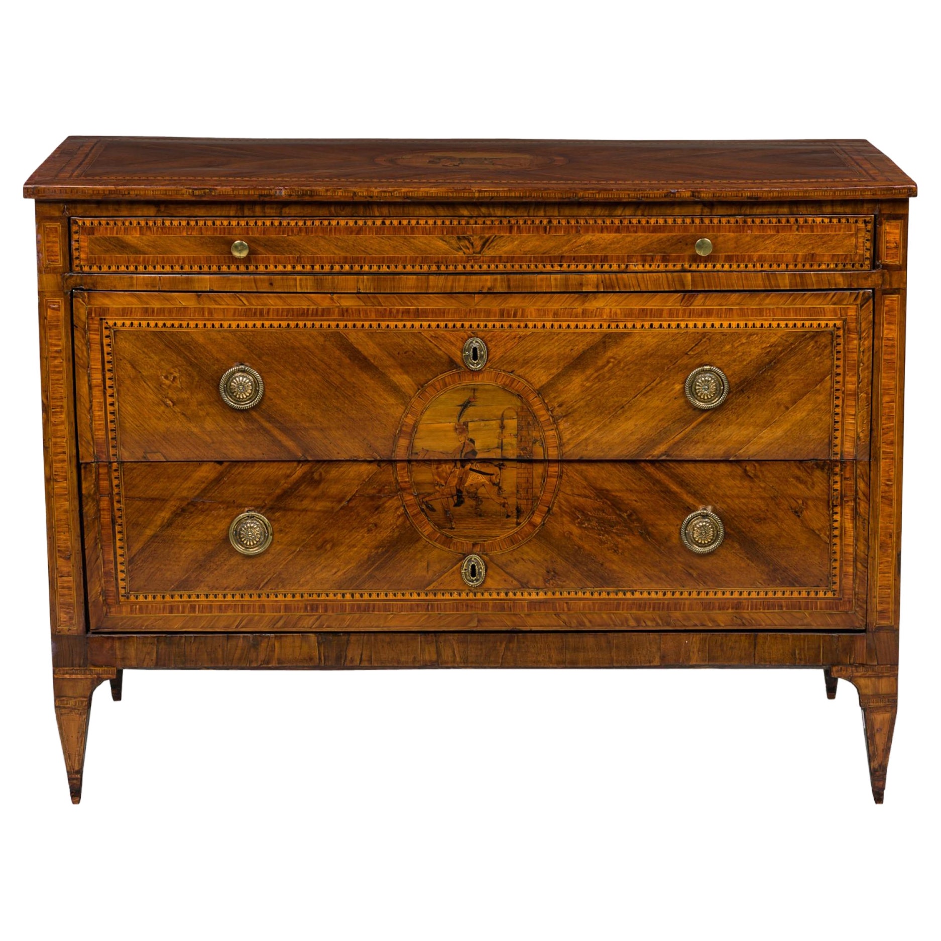 Maggiolini Italian Neo-Classical Inliad Marquetry 3-Drawer Commode