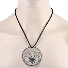 Maggioro 18k White Gold Black and White Diamond Cord Necklace