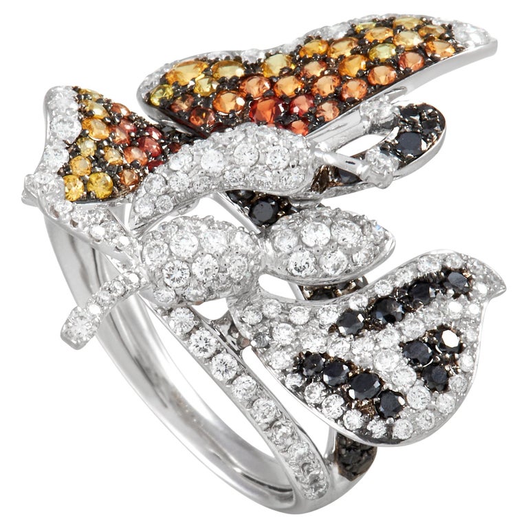 Bague Or Rose 18 Carats - Sertie Diamants Et Saphir Multicolore, Taille 54, Neuf Avec étiquettes - Bijou De Luxe