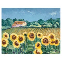 Bright and Colourful Sunflowers In Provence French Oil Painting