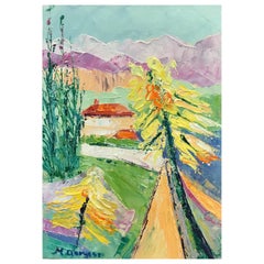 Impressionistische abstrakte Sommerlandschaft, leuchtend und farbenfrohes Ölgemälde