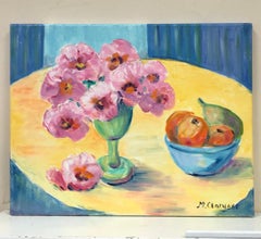 Bright & Colorful French Impressionist Oil Painting - Flowers & Fruit