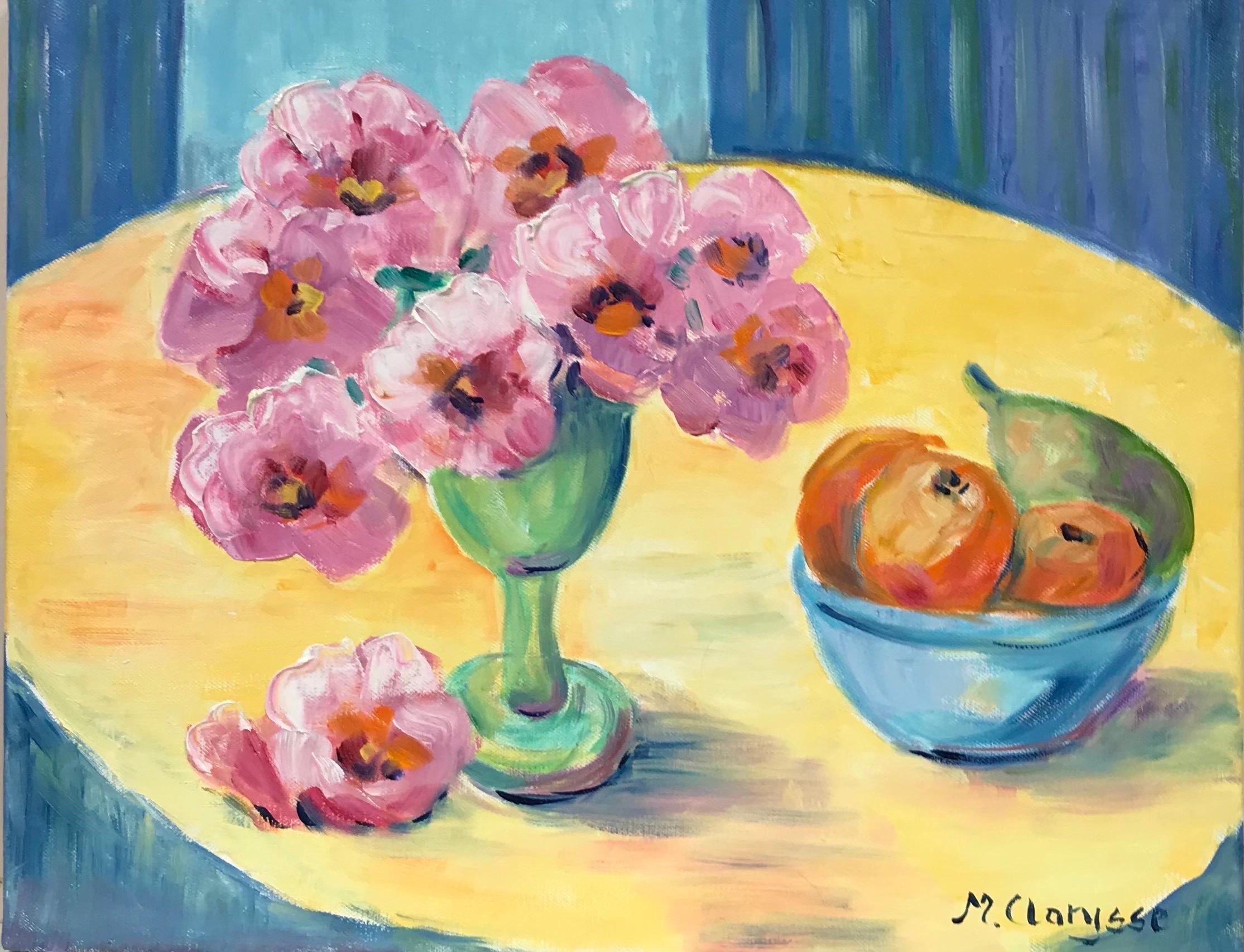 Bright & Colorful French Impressionist Oil Painting - Flowers & Fruit