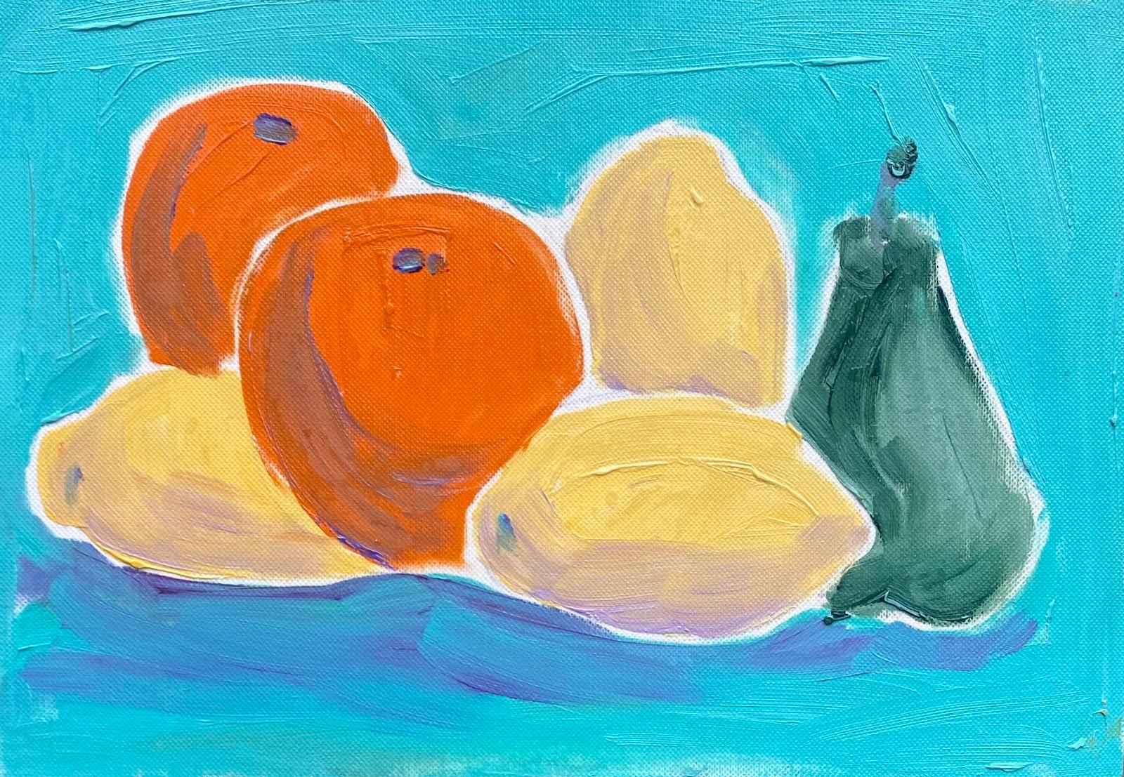 Peinture à l'huile impressionniste française - Nature morte de fruits, lumineuse et colorée
