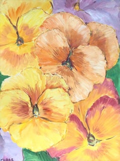 Bright & Colorful French Impressionist Oil Painting, Orange & Yellow Flowers