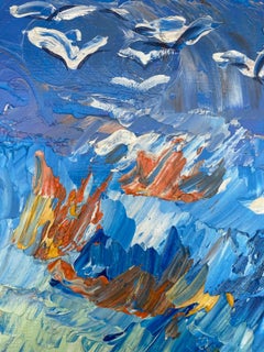 Bright & Colorful French Impressionist Oil Painting Seagulls Seascape