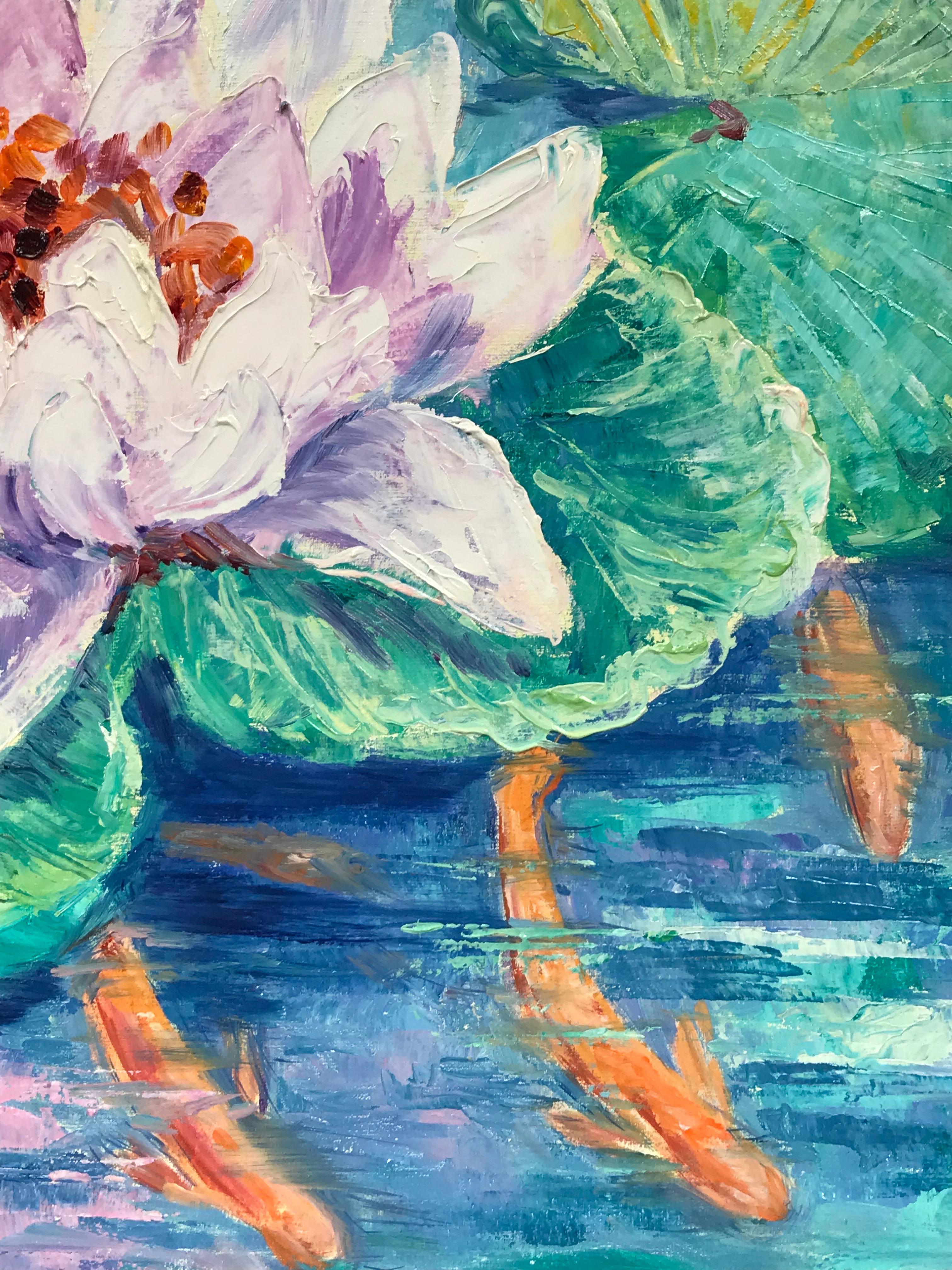 lily pad oil painting