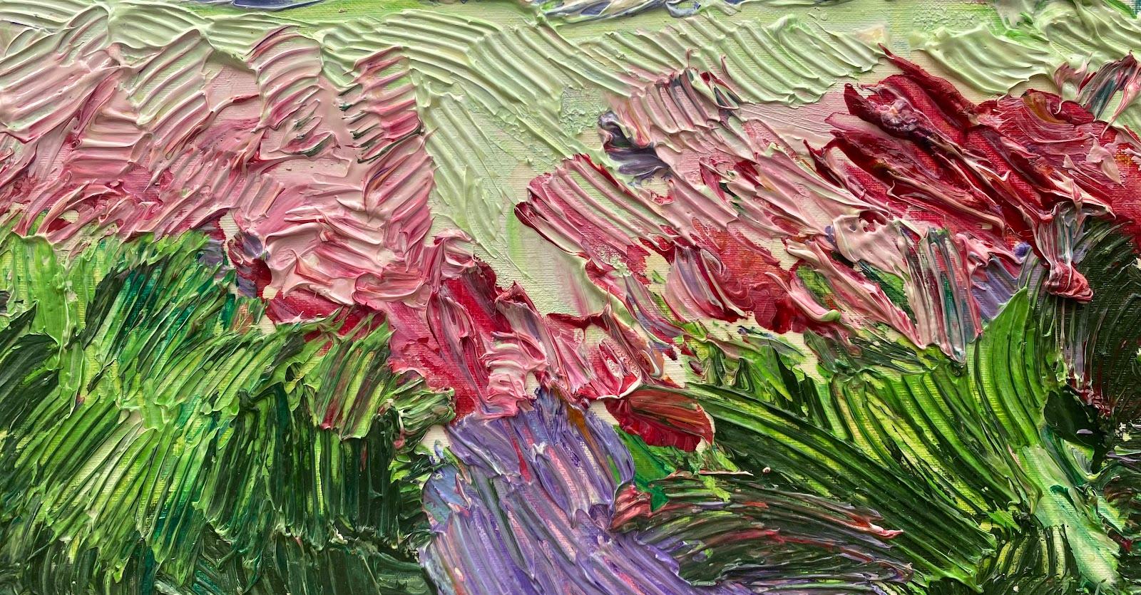 Peinture à l'huile impressionniste - Paysage français - Moulin à fleurs - Bright & Colorful - Painting de Maggy Clarysse