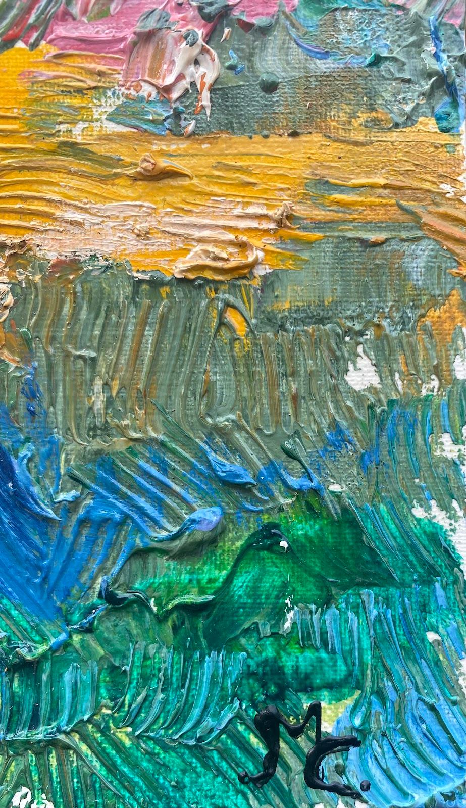 Brillante y colorido paisaje francés Pintura al óleo impresionista Escena de jardín - Painting Impresionista abstracto de Maggy Clarysse