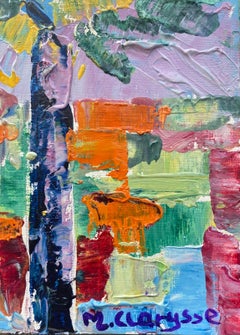 Bright & Colorful French Landscape Impressionist Oil Painting Palm Tree