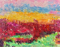 Leuchtende und farbenfrohe französische Landschaft, impressionistisches Gemälde, Öl Impasto 