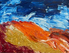 Bright French Impressionist Oil Impasto Painting with Orange and Gold