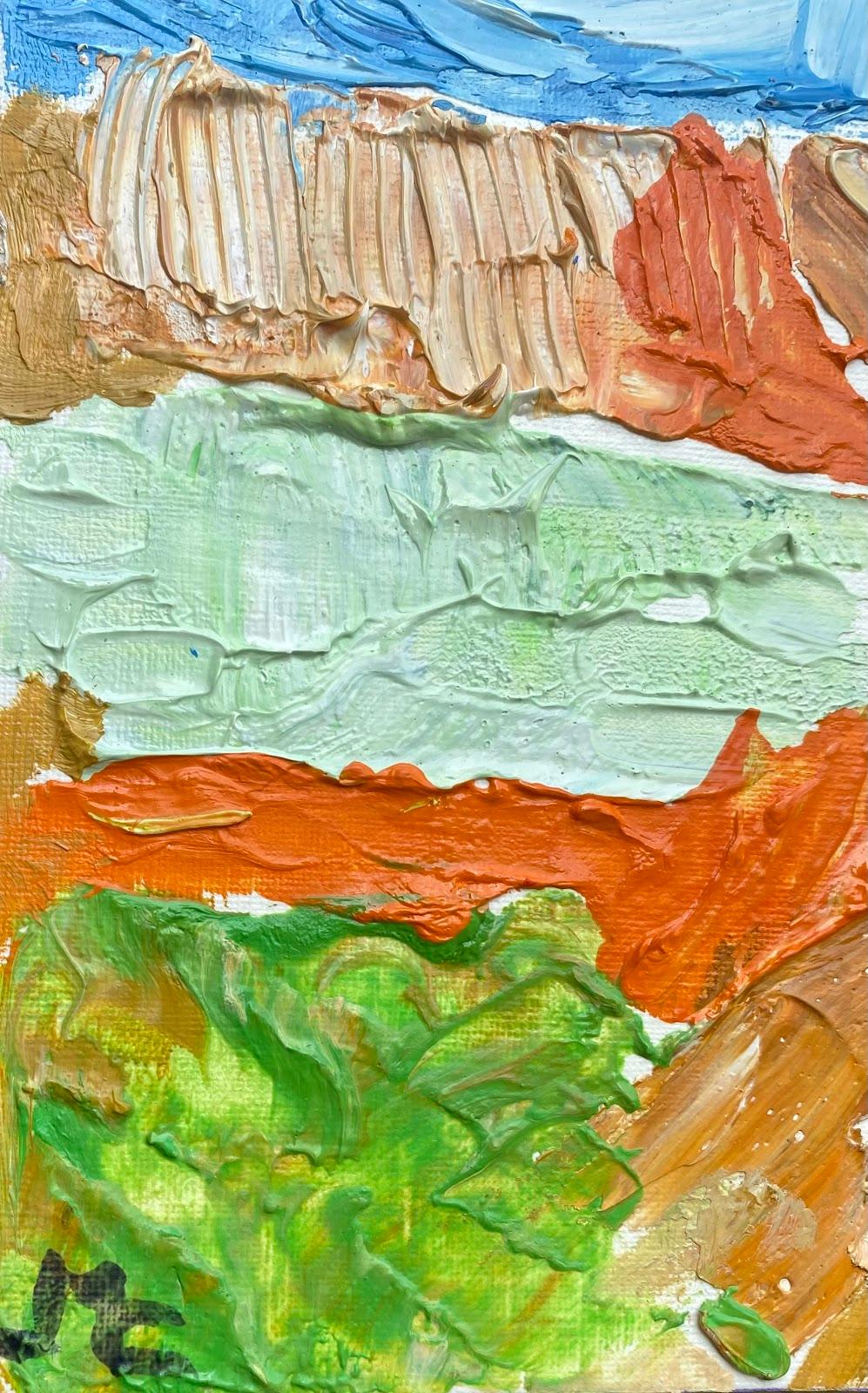 Peinture impressionniste - Paysage français coloré - Peinture à l'huile - Peinture à l'empâtement - champs colorés - Painting de Maggy Clarysse