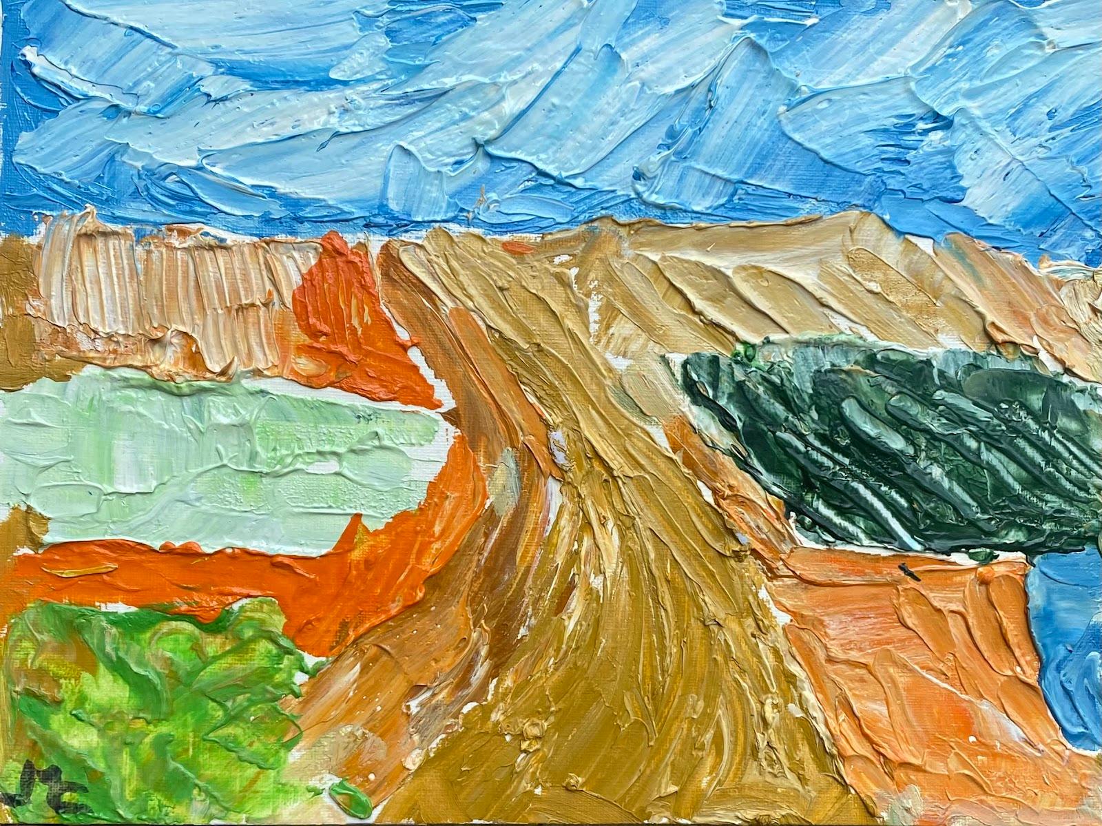 Abstract Painting Maggy Clarysse - Peinture impressionniste - Paysage français coloré - Peinture à l'huile - Peinture à l'empâtement - champs colorés