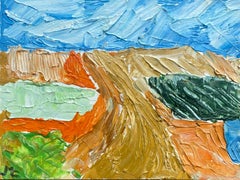 Impressionistisches farbenfrohes französisches Landschaftsgemälde in Öl mit farbenfrohen Feldern
