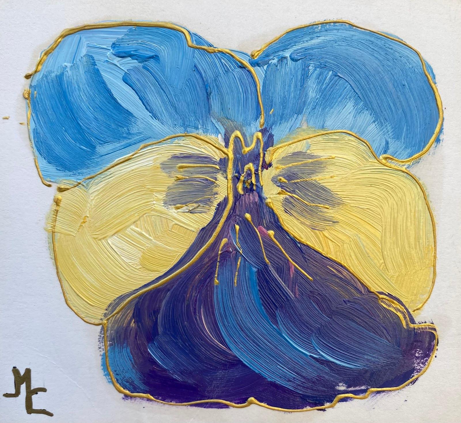 Maggy Clarysse - French Impressionist Oil Painting Blue, Yellow and