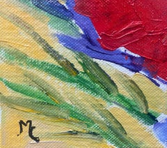 Pittura ad olio impressionista francese: viole del pensiero luminose e colorate