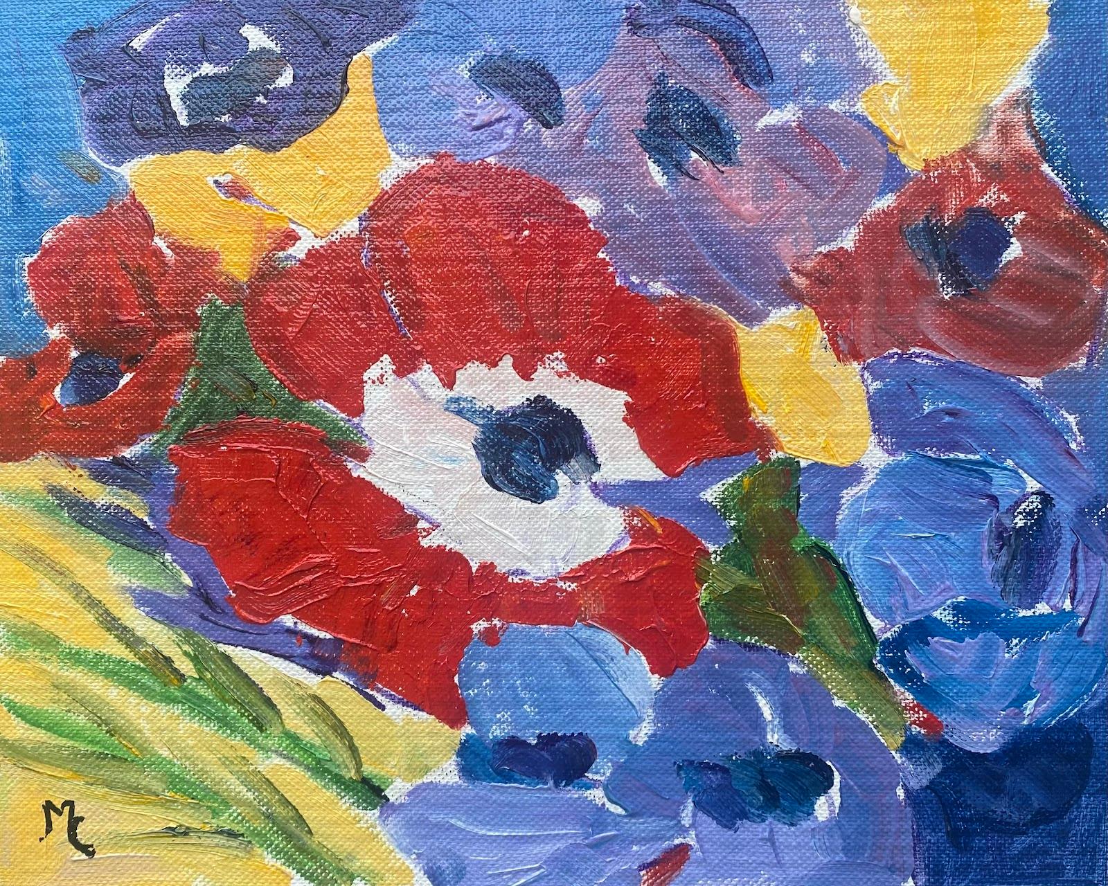 French Impressionist Oil Painting Bright and Colourful Pansies