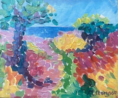 French Impressionist Oil Painting Multicolor Pathway To The Sea 