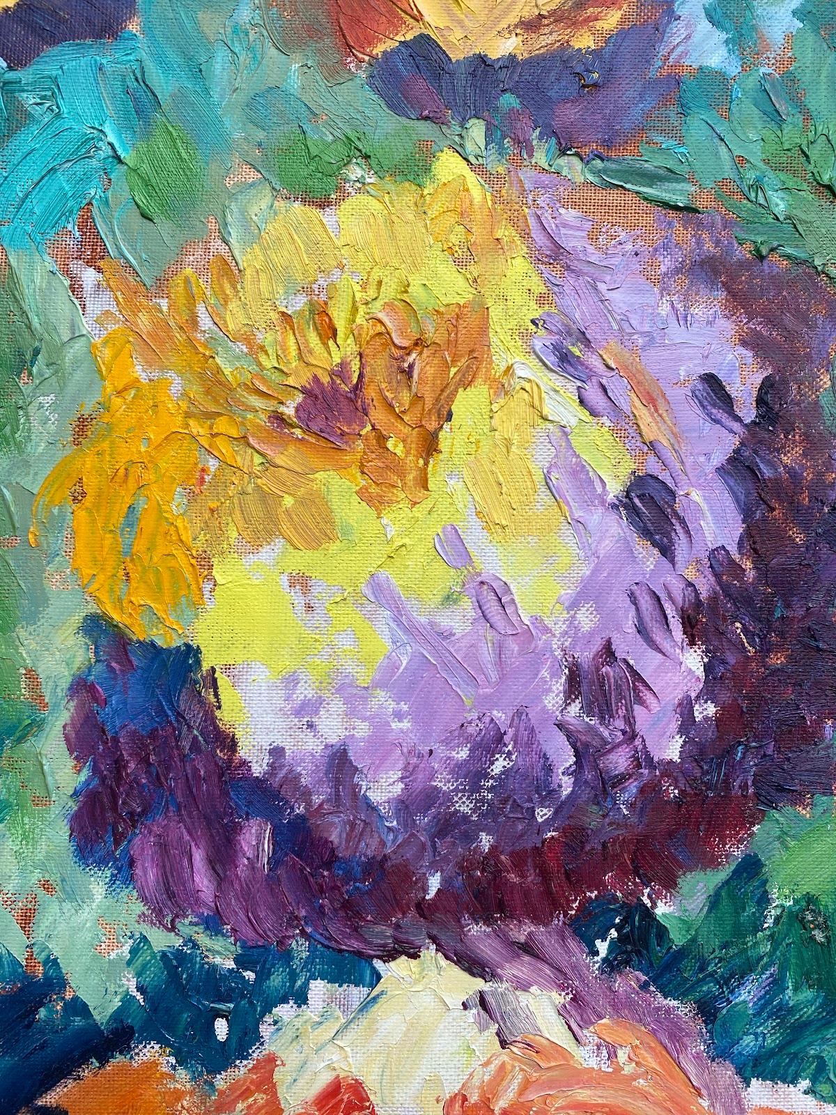 Peinture à l'huile impressionniste française - Fleur abstraite  - Painting de Maggy Clarysse