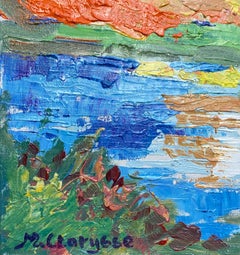 Impressionst Oil Painting French Painting Sunset Over Lake